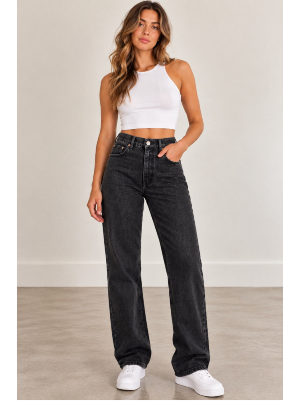 Denim Forum The ’80s High Rise Loose Jeans Women 24 Black 28L Straight Le